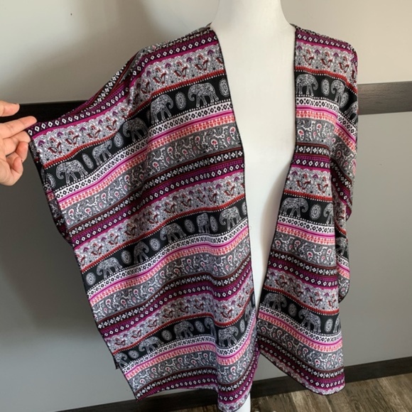 LIVE 4 TRUTH open cardigan high low kimono size large dolman short sleeves - Picture 4 of 15